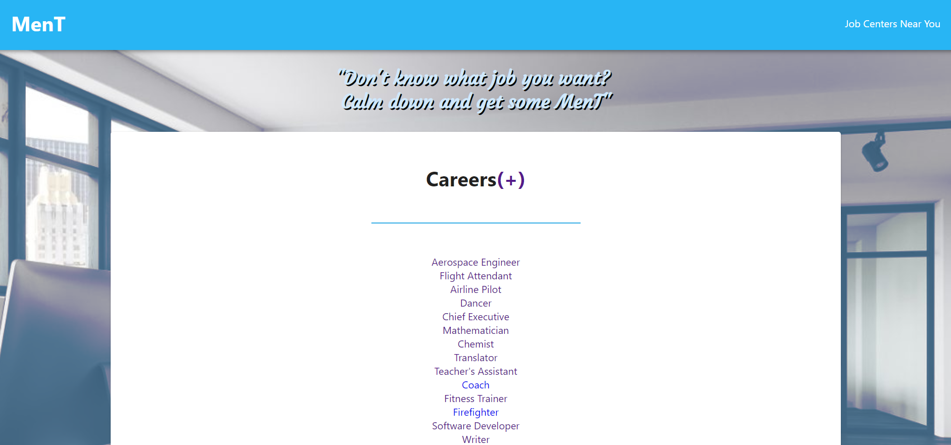 Web app with career information